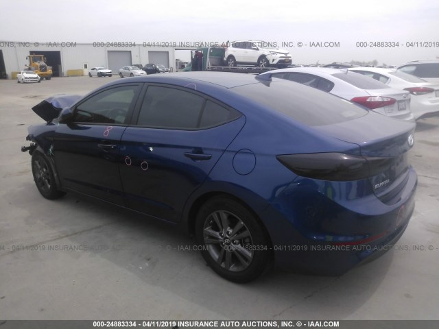 5NPD84LFXJH287224 - 2018 HYUNDAI ELANTRA SEL/VALUE/LIMITED BLUE photo 3