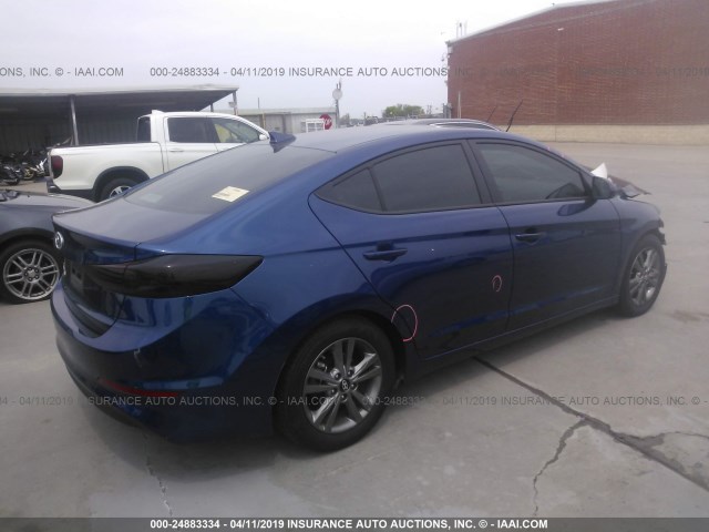 5NPD84LFXJH287224 - 2018 HYUNDAI ELANTRA SEL/VALUE/LIMITED BLUE photo 4