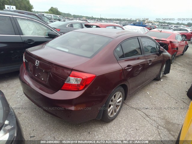 19XFB2F83CE043210 - 2012 HONDA CIVIC EX მუქწითელი ფოტო 4
