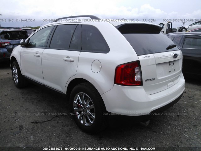 2FMDK3JC0DBC16436 - 2013 FORD EDGE SEL WHITE photo 3