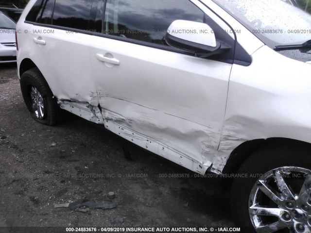 2FMDK3JC0DBC16436 - 2013 FORD EDGE SEL WHITE photo 6