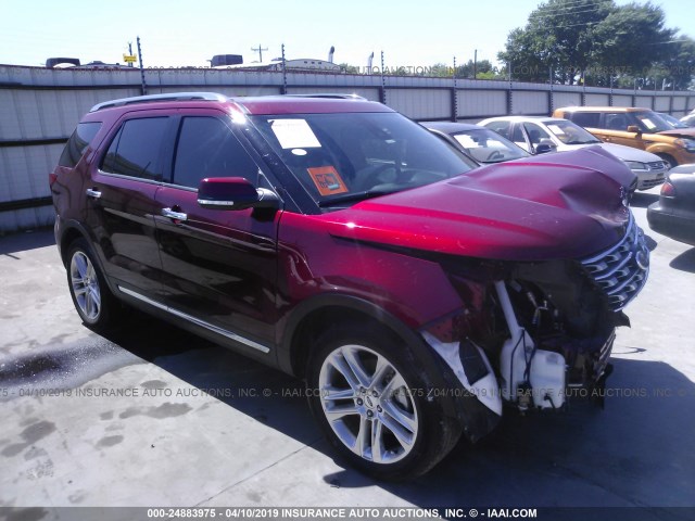 1FM5K7F8XHGD86432 - 2017 FORD EXPLORER LIMITED RED photo 1