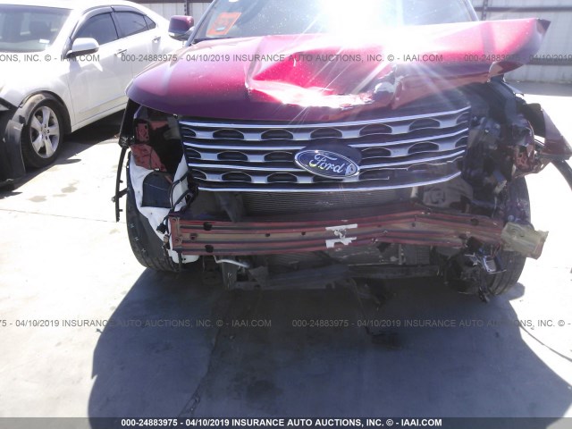 1FM5K7F8XHGD86432 - 2017 FORD EXPLORER LIMITED RED photo 6