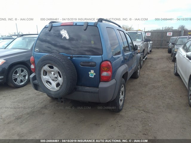 1J4GL48143W644882 - 2003 JEEP LIBERTY SPORT/FREEDOM BLUE photo 4