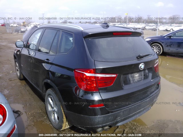 5UXWX5C55BL701725 - 2011 BMW X3 XDRIVE28I BLACK photo 3