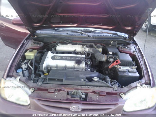 KNAFB121015033680 - 2001 KIA SEPHIA LS RED photo 10