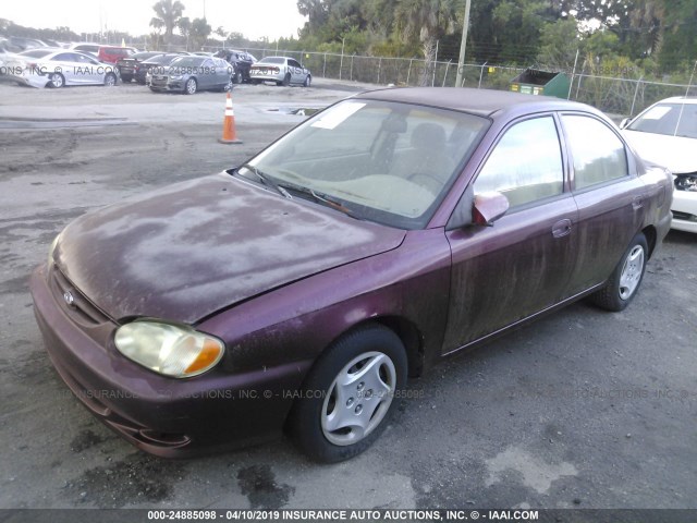 KNAFB121015033680 - 2001 KIA SEPHIA LS RED photo 2