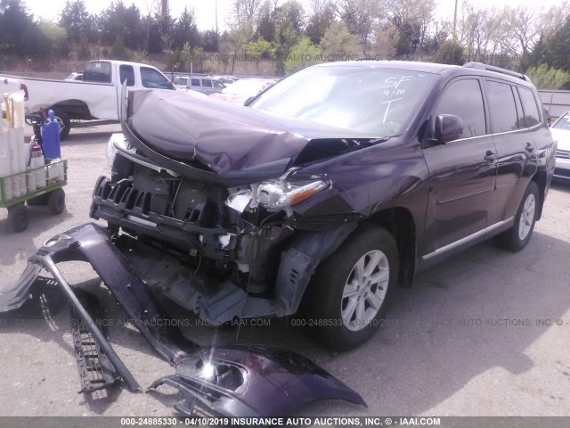 5TDZA3EH1CS030310 - 2012 TOYOTA HIGHLANDER SE BLACK photo 2