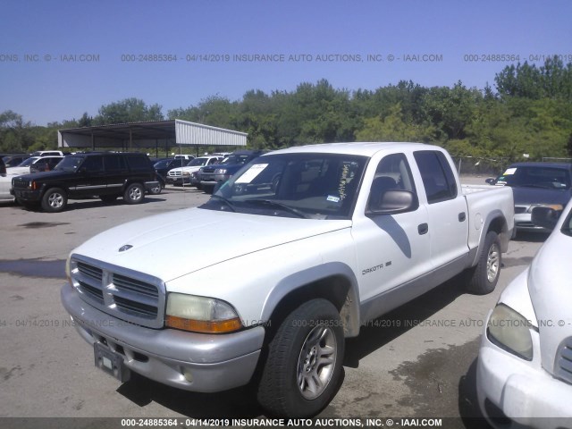 1B7HL48X92S686534 - 2002 DODGE DAKOTA QUAD SLT WHITE photo 2