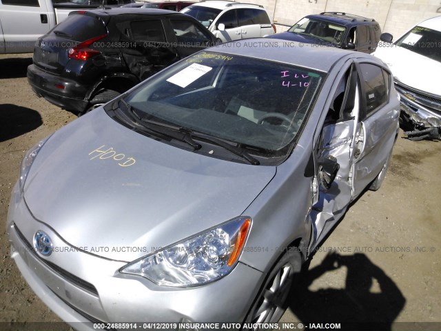 JTDKDTB32D1542349 - 2013 TOYOTA PRIUS C SILVER photo 2