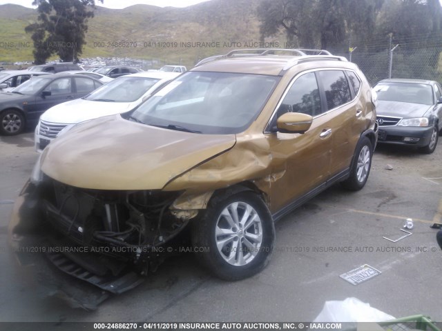 5N1AT2MT5EC768862 - 2014 NISSAN ROGUE S/SL/SV GOLD photo 2