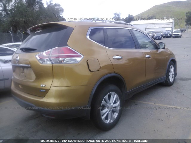 5N1AT2MT5EC768862 - 2014 NISSAN ROGUE S/SL/SV GOLD photo 4