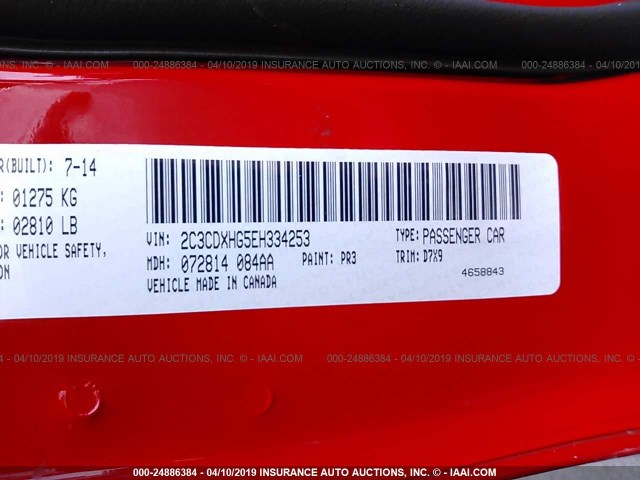 2C3CDXHG5EH334253 - 2014 DODGE CHARGER SXT RED photo 9