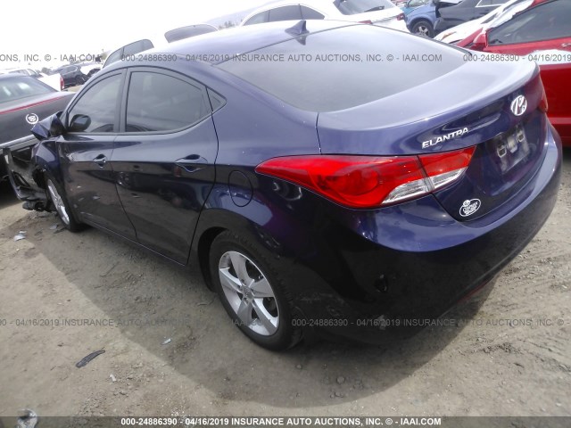 5NPDH4AE2DH431847 - 2013 HYUNDAI ELANTRA GLS/LIMITED BLUE photo 3