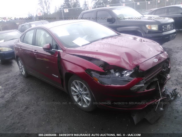 3FA6P0LU1HR323768 - 2017 FORD FUSION SE HYBRID RED photo 1