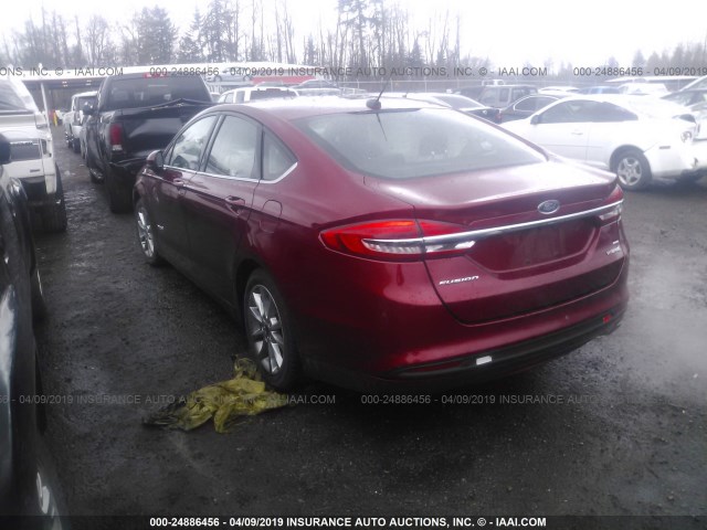 3FA6P0LU1HR323768 - 2017 FORD FUSION SE HYBRID RED photo 3