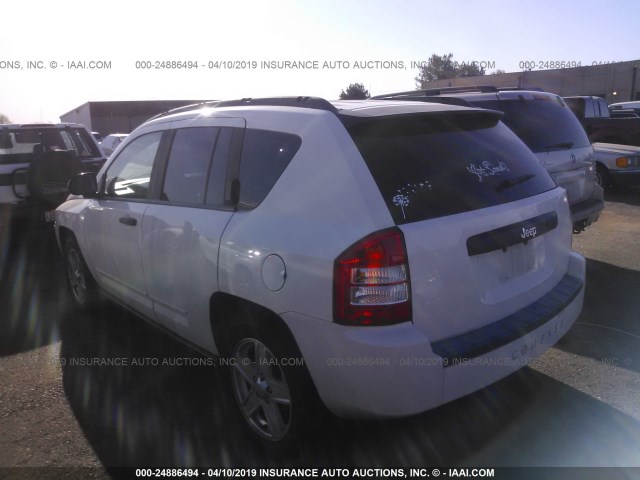 1J8FT47W48D785493 - 2008 JEEP COMPASS SPORT WHITE photo 3