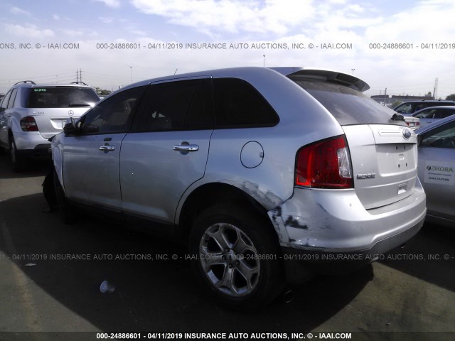 2FMDK3JC6BBA88250 - 2011 FORD EDGE SEL SILVER photo 3