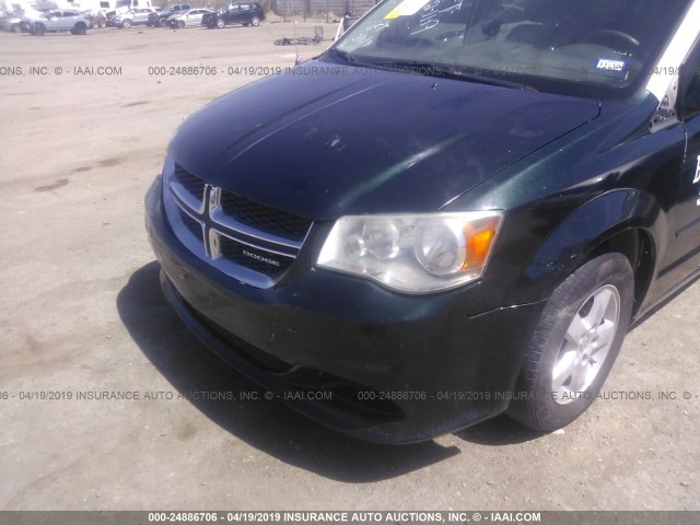 2C4RDGCG0CR201548 - 2012 DODGE GRAND CARAVAN SXT GREEN photo 6