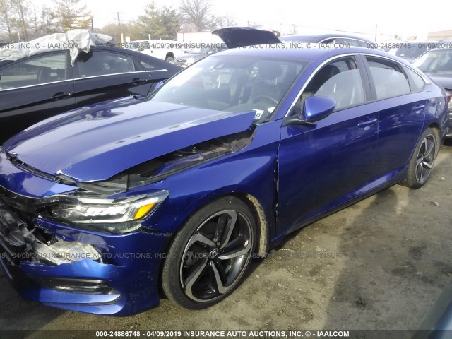 1HGCV1F30JA086090 - 2018 HONDA ACCORD SPORT BLUE photo 2