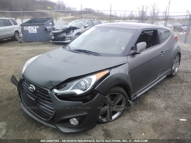 KMHTC6AE1EU196706 - 2014 HYUNDAI VELOSTER TURBO GRAY photo 2