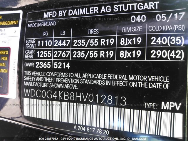 WDC0G4KB8HV012813 - 2017 MERCEDES-BENZ GLC 300 4MATIC BLACK photo 9