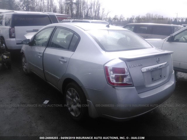 3N1AB6AP0CL715142 - 2012 NISSAN SENTRA 2.0/2.0S/SR/2.0SL SILVER photo 3