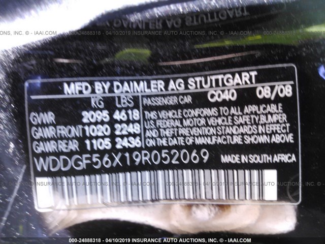 WDDGF56X19R052069 - 2009 MERCEDES-BENZ C 350 BLACK photo 9