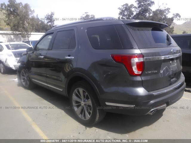 1FM5K7F89JGA20290 - 2018 FORD EXPLORER LIMITED GRAY photo 3