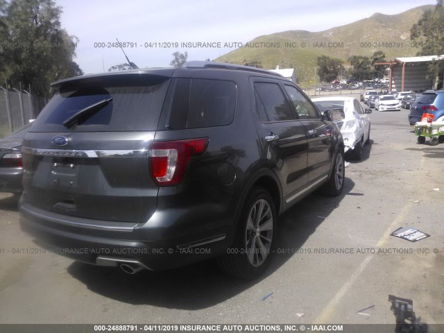 1FM5K7F89JGA20290 - 2018 FORD EXPLORER LIMITED GRAY photo 4