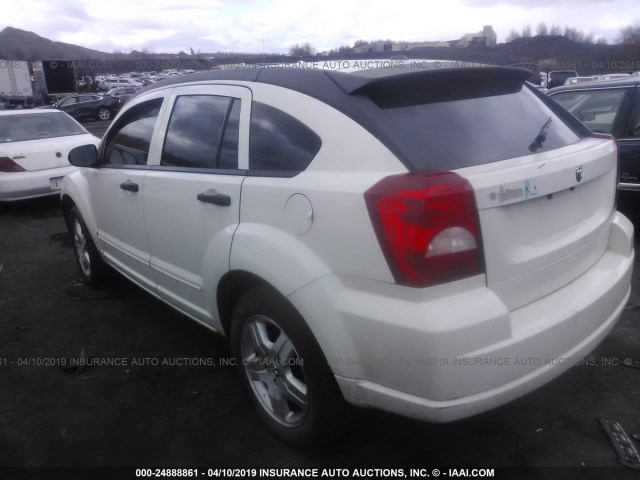 1B3HB48B07D327884 - 2007 DODGE CALIBER SXT WHITE photo 3