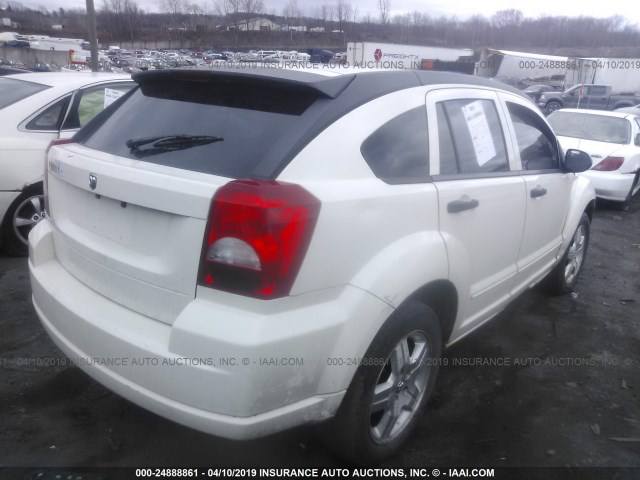 1B3HB48B07D327884 - 2007 DODGE CALIBER SXT WHITE photo 4