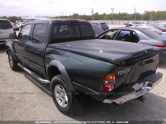 5TEGN92N72Z019936 - 2002 TOYOTA TACOMA DOUBLE CAB PRERUNNER GREEN photo 3
