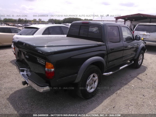 5TEGN92N72Z019936 - 2002 TOYOTA TACOMA DOUBLE CAB PRERUNNER GREEN photo 4