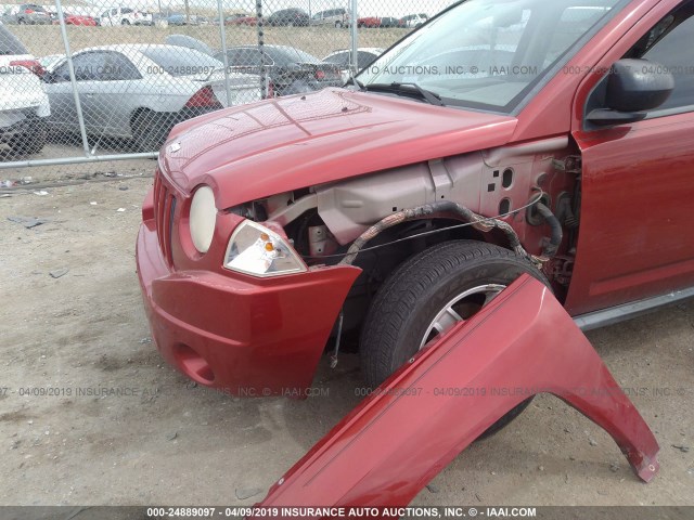 1J8FT47W57D225657 - 2007 JEEP COMPASS RED photo 6