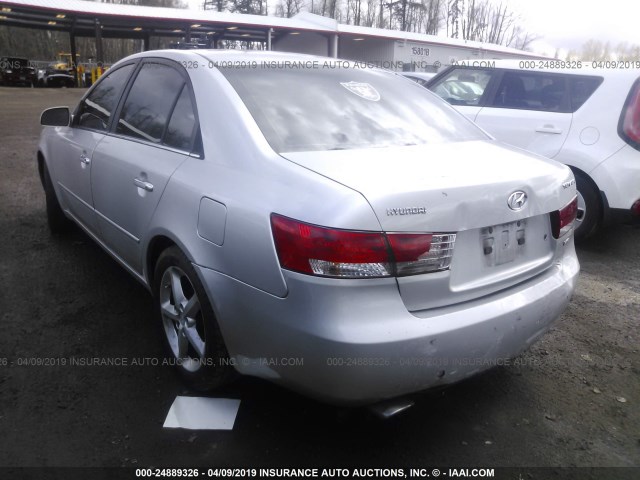 5NPEU46F76H128339 - 2006 HYUNDAI SONATA GLS/LX SILVER photo 3