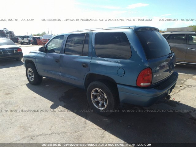 1D4HR38N13F552444 - 2003 DODGE DURANGO SPORT BLUE photo 3