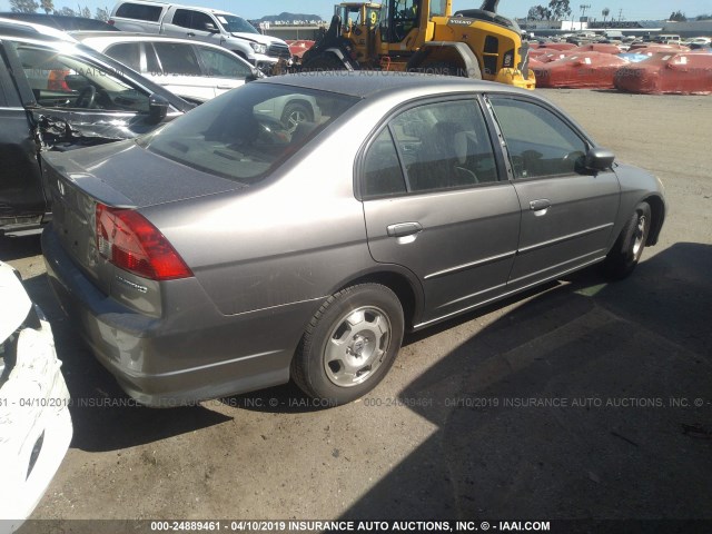 JHMES96665S023325 - 2005 HONDA CIVIC HYBRID GRAY photo 4