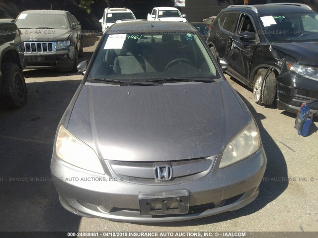 JHMES96665S023325 - 2005 HONDA CIVIC HYBRID GRAY photo 6