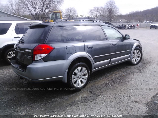 4S4BP85C894327169 - 2009 SUBARU OUTBACK 3.0R GRAY photo 4