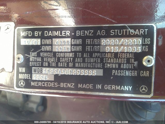 WDBAB23A5CB293335 - 1982 MERCEDES-BENZ 240 D RED photo 9