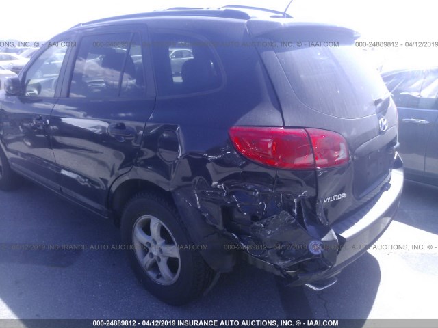 5NMSG13D17H097678 - 2007 HYUNDAI SANTA FE GLS BLACK photo 6