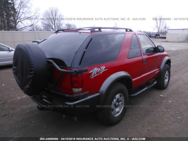 1GNCS18X94K135249 - 2004 CHEVROLET BLAZER RED photo 4