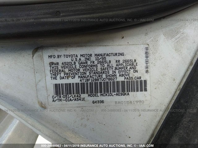 4T1BF12B8TU078627 - 1996 TOYOTA AVALON XL/XLS WHITE photo 9