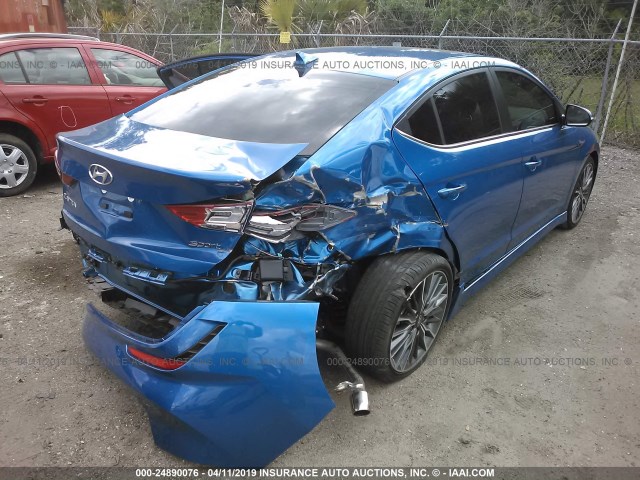 KMHD04LB1JU571363 - 2018 HYUNDAI ELANTRA SPORT BLUE photo 4