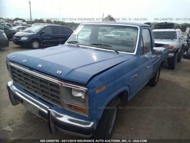 1FTCF10F3BRA27553 - 1981 FORD F100 BLUE photo 2