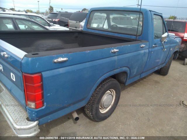 1FTCF10F3BRA27553 - 1981 FORD F100 BLUE photo 4