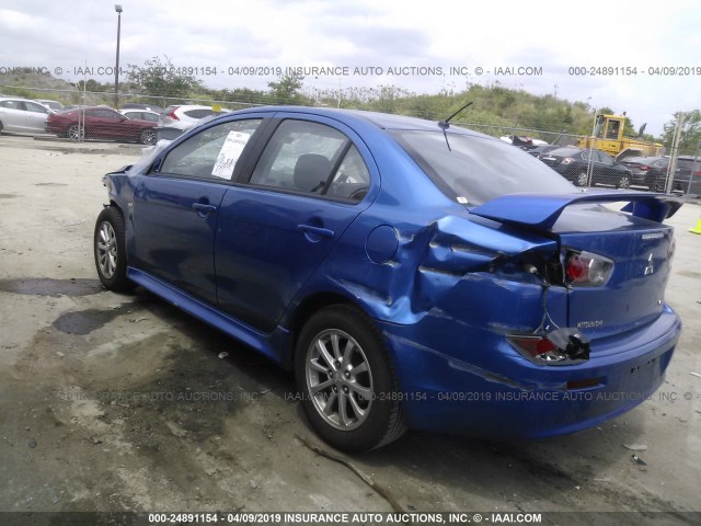 JA32U2FUXBU036937 - 2011 MITSUBISHI LANCER ES/ES SPORT BLUE photo 3