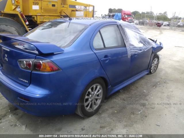 JA32U2FUXBU036937 - 2011 MITSUBISHI LANCER ES/ES SPORT BLUE photo 4