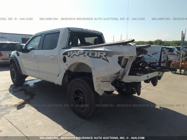 1FTFW1RG9JFB72928 - 2018 FORD F150 WHITE photo 3